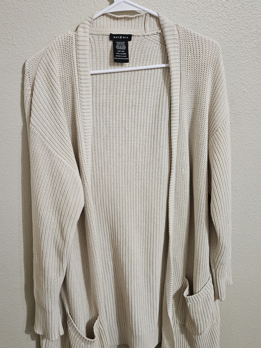 Madewell Cream Open Cardigan with Front Pockets